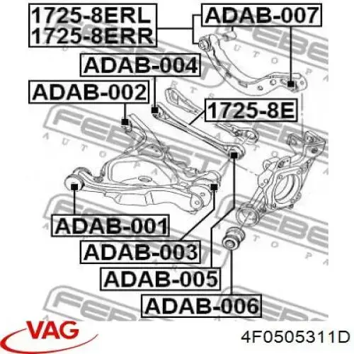 4F0505311D VAG Wahacz zawieszenia tylnego dolny lewy