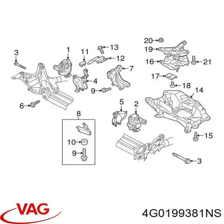 4G0199381NS VAG Poduszka (podpora) silnika lewa