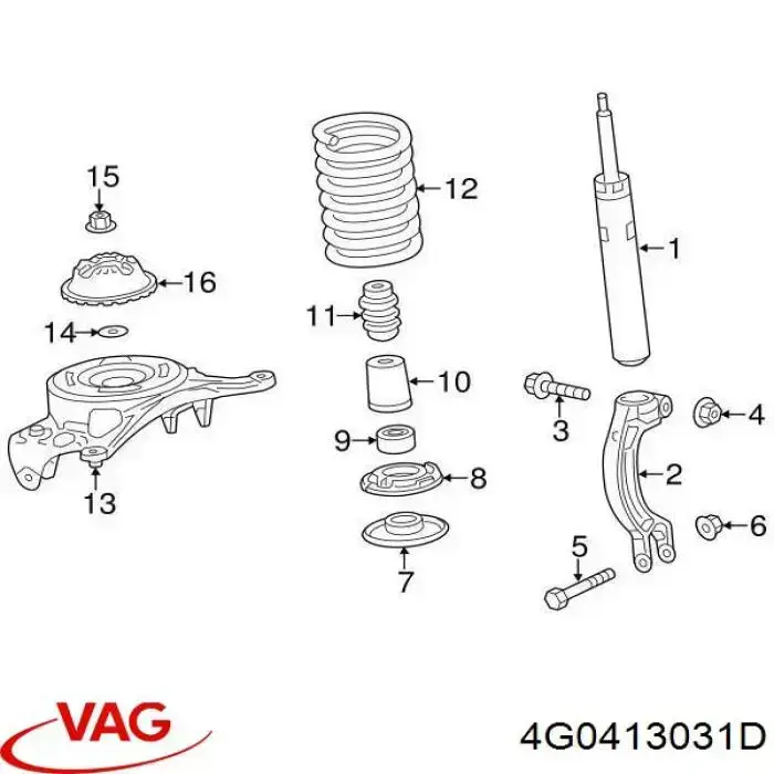 Do koszyka 4G0413031D VAG Amortyzator przedni