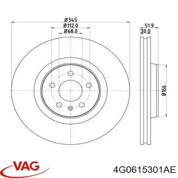 4G0615301AE VAG Tarcza hamulcowa przednia