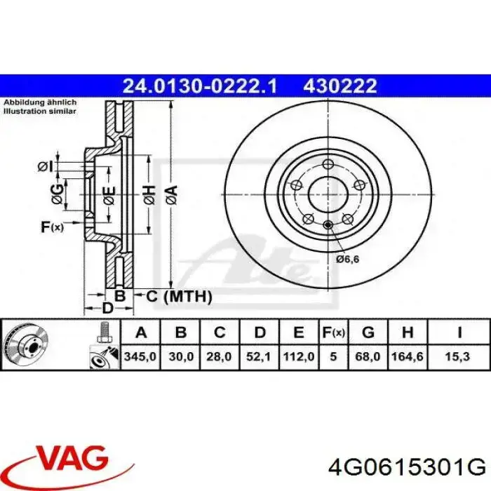 Do koszyka 4G0615301G VAG Tarcza hamulcowa przednia
