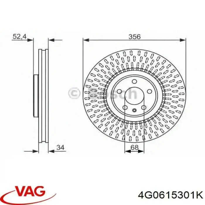 Do koszyka 4G0615301K VAG Tarcza hamulcowa przednia