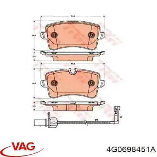 4G0698451A VAG Okładziny (klocki) do hamulców tarczowych tylne