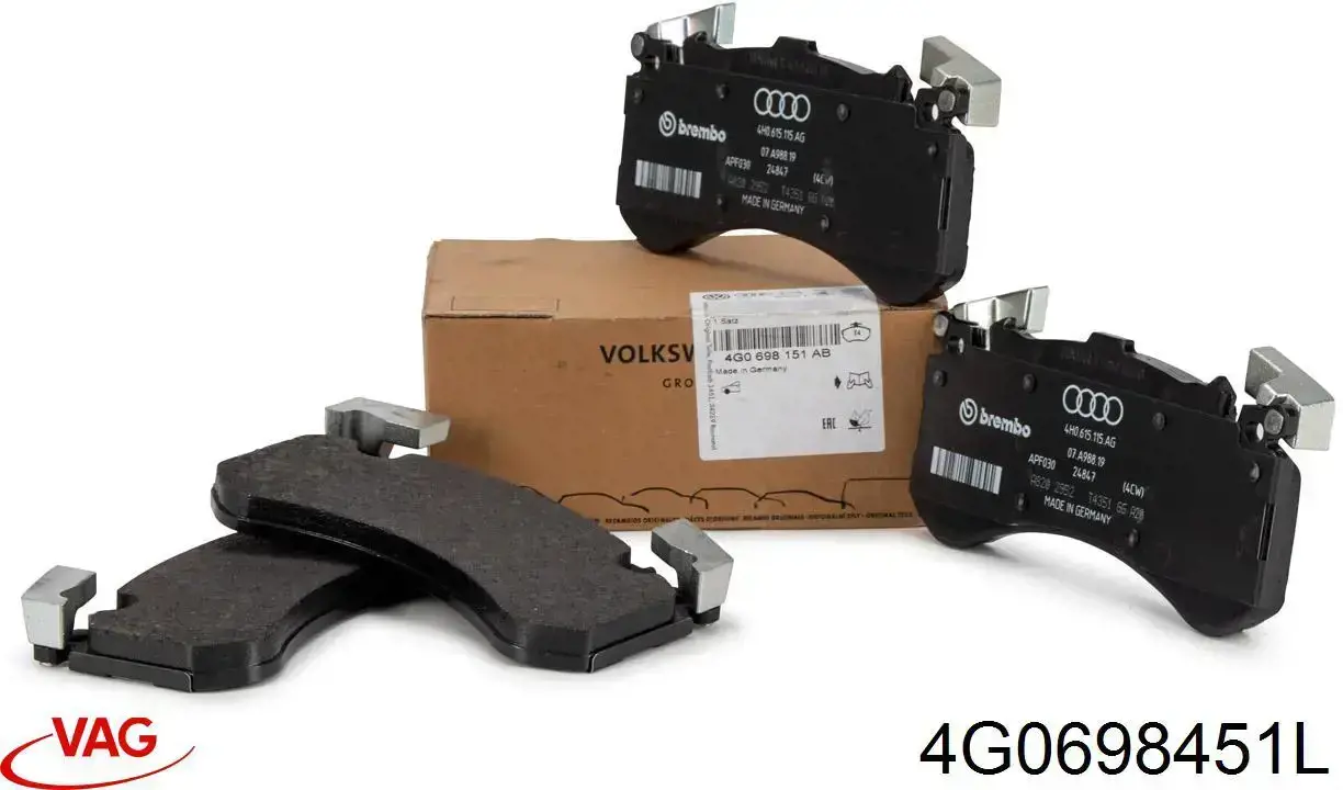 Do koszyka 4G0698451L VAG Okładziny (klocki) do hamulców tarczowych tylne