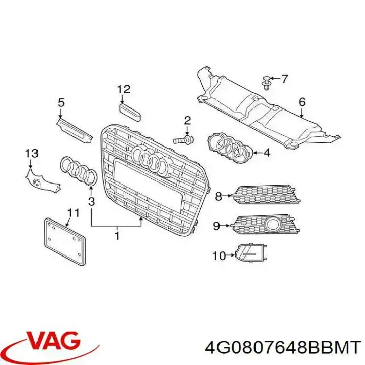 Kratka zderzaka przedniego prawa dolna VAG 4G0807648BBMT cena, od 33,74 USD