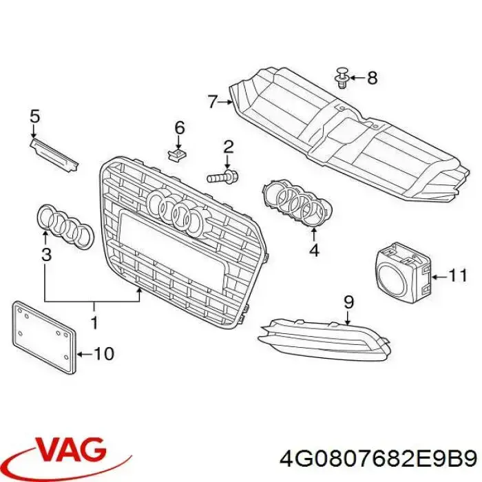 4G0807682E9B9 VAG Zaślepka (kratki) lamp przeciwmgielnych zderzaka przedniego lewa