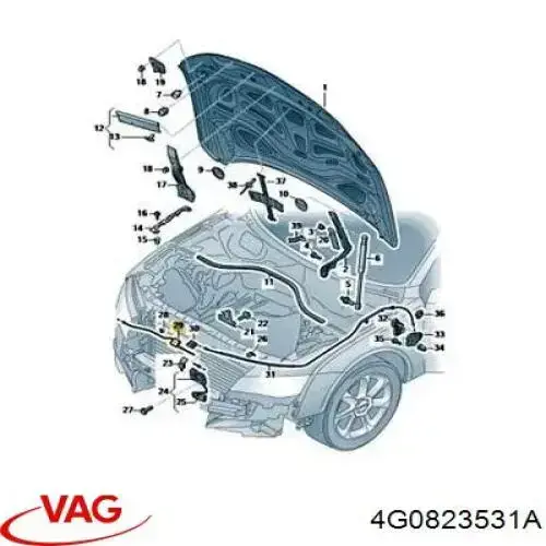 Linka otwierania maski przednia VAG 4G0823531A cena, od 15,69 USD