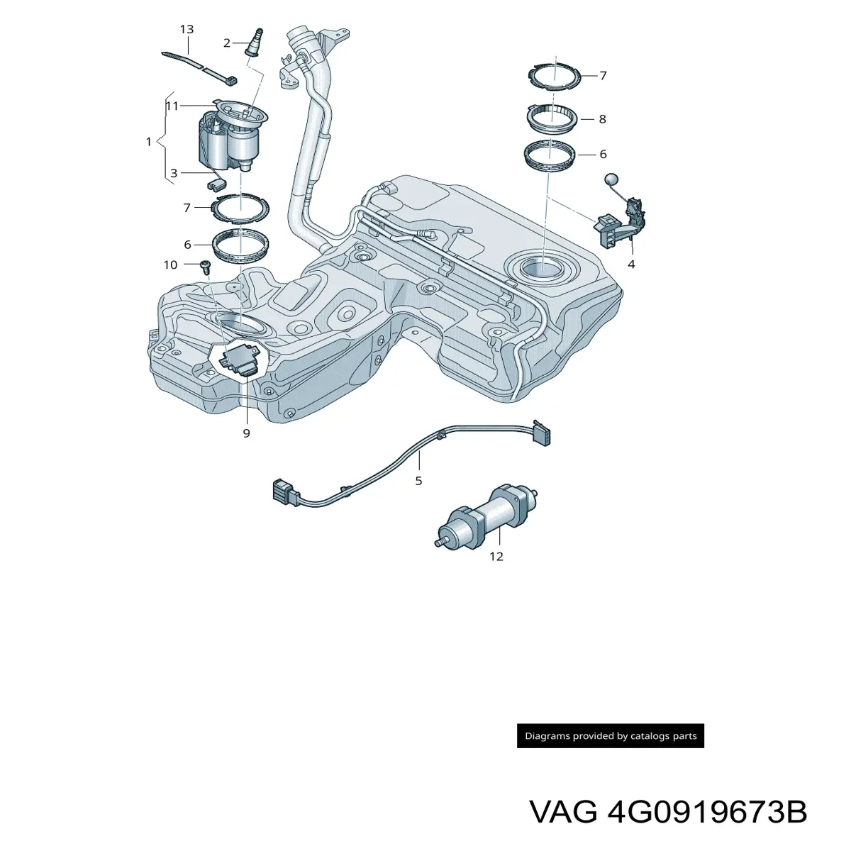 Czujnik poziomu paliwa w zbiorniku do Audi A6 C7 4G2, 4GC