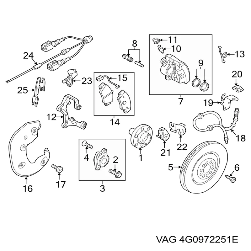 4G0972251E VAG Przewód czujnika ABS przedni lewy