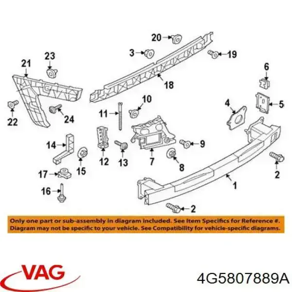 Prowadnica zderzaka tylnego lewa VAG 4G5807889A cena, od 13,58 USD