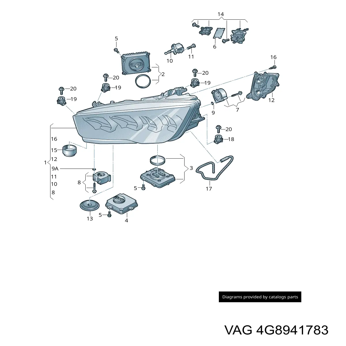 4G8941783 VAG Reflektor lewy