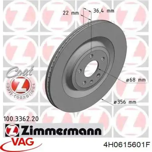 Do koszyka 4H0615601F VAG Tarcza hamulcowa tylna