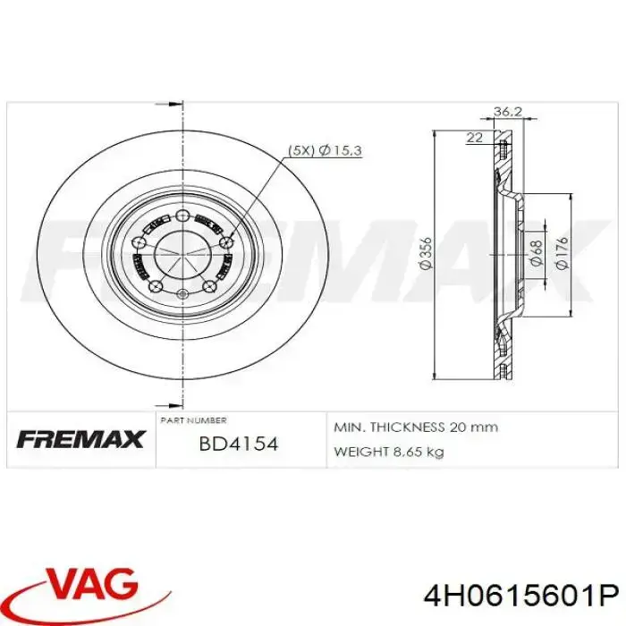 Tarcza hamulcowa tylna 4H0615601P VAG