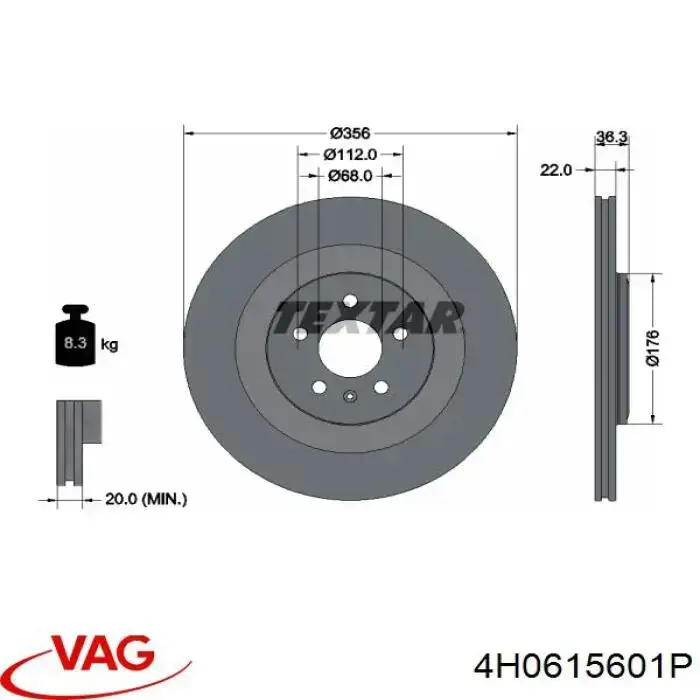 Tarcza hamulcowa tylna VAG 4H0615601P cena, od 198,55 USD