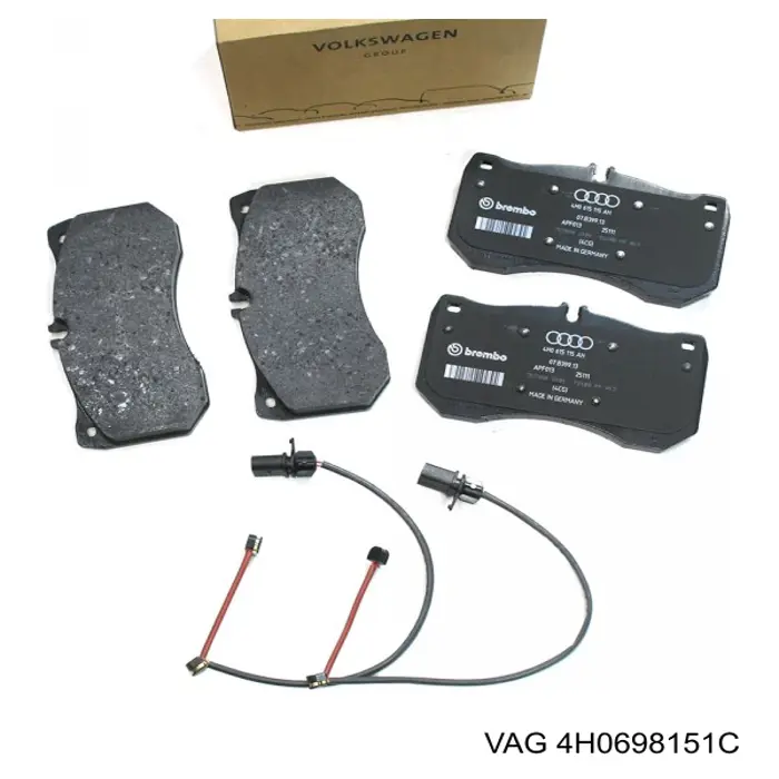 Klocki hamulcowe przednie tarczowe VAG 4H0698151C cena, od 65,08 USD