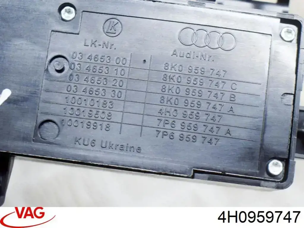 Mechanizm przyciskowy regulacji fotela lewy Audi A6 (4G2, 4GC, C7)