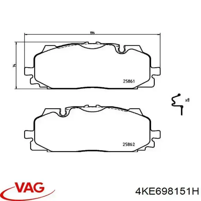 Klocki hamulcowe przednie tarczowe VAG 4KE698151H cena, od 45,04 USD
