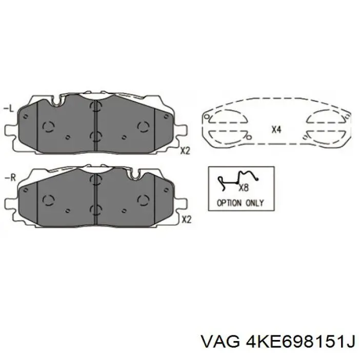 Klocki hamulcowe przednie tarczowe VAG 4KE698151J cena, od 45,04 USD