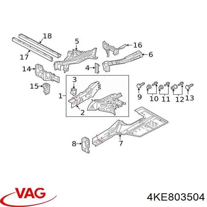 4KE803504 VAG Wspornik do mocowania błotnika przedniego prawy przedni