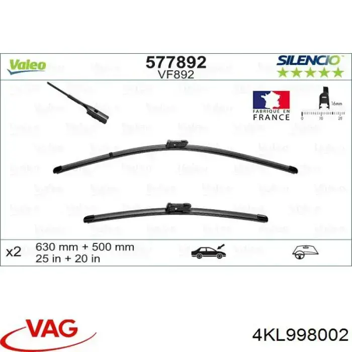 4KL998002 VAG Pióro wycieraczki szyby przedniej, zestaw (2 szt.)