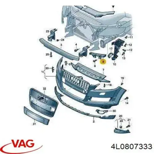 Wspornik zderzaka przedniego lewy VAG 4L0807333 cena, od 50,37 USD