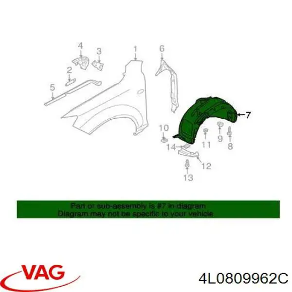 4L0809962C VAG Nadkole błotnika przedniego prawe