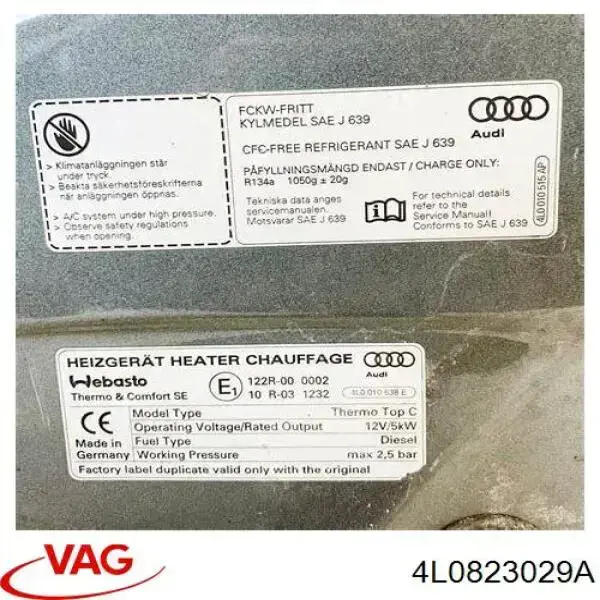 Do koszyka 4L0823029A VAG Maska silnika