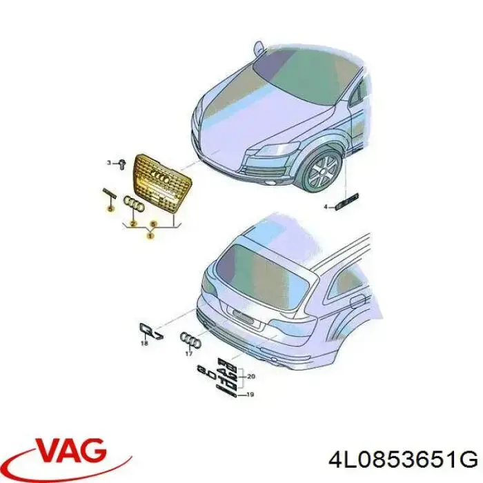 4L0853651G VAG Atrapa chłodnicy