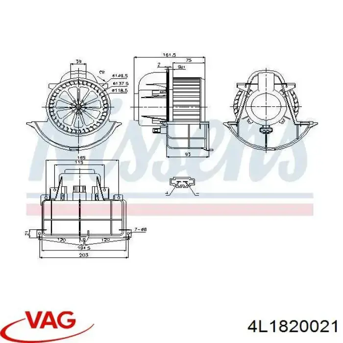 Silniczek wentylatora nagrzewnicy (ogrzewacza wnętrza) VAG 4L1820021 cena, od 70,64 USD