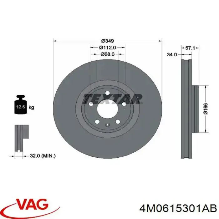 4M0615301AB VAG Tarcza hamulcowa przednia