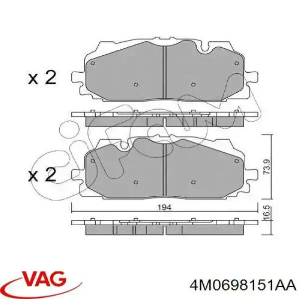 4M0698151AA VAG klocki hamulcowe przednie tarczowe