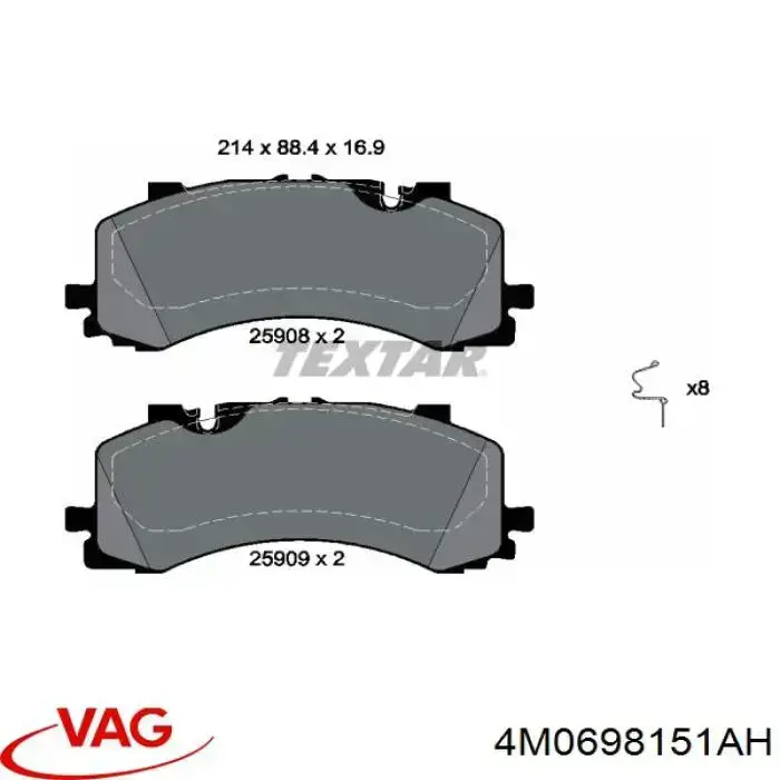 4M0698151AH VAG klocki hamulcowe przednie tarczowe