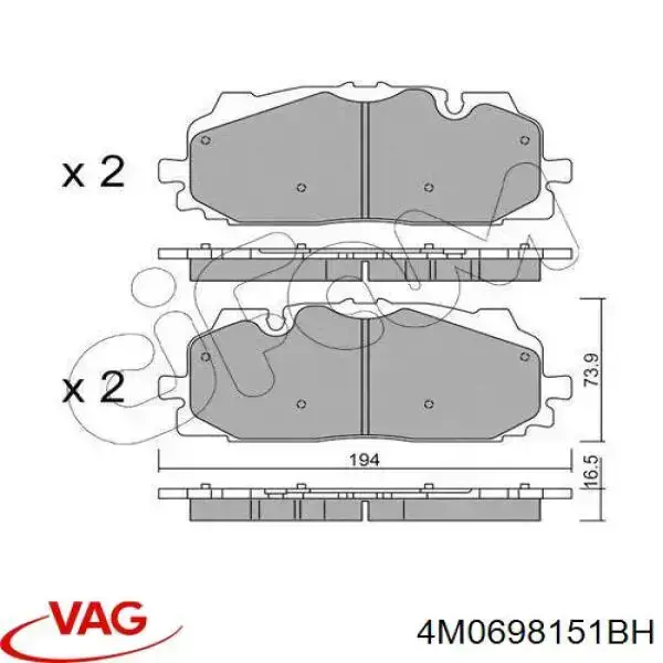 4M0698151BH VAG Klocki hamulcowe przednie tarczowe