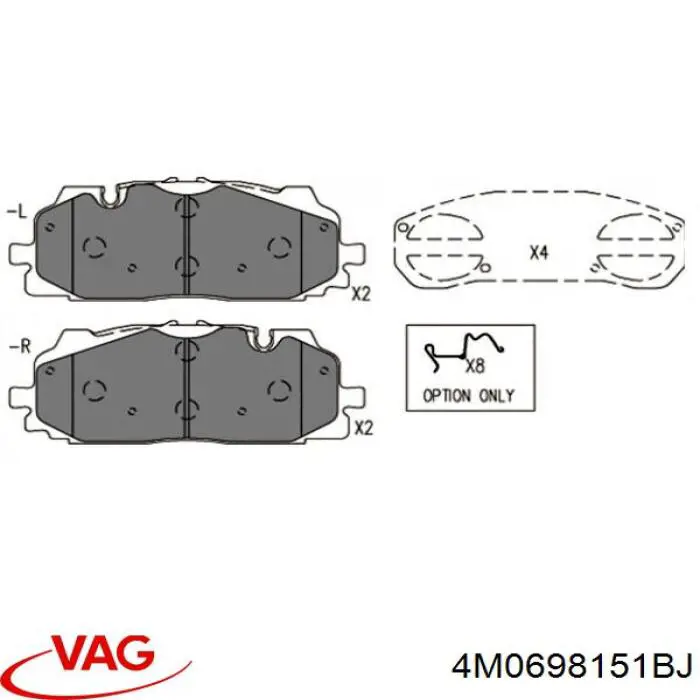 Klocki hamulcowe przednie tarczowe VAG 4M0698151BJ cena, od 45,30 USD