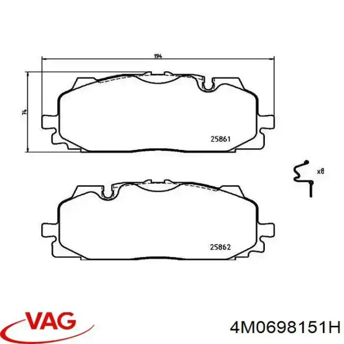 4M0698151H VAG Klocki hamulcowe przednie tarczowe