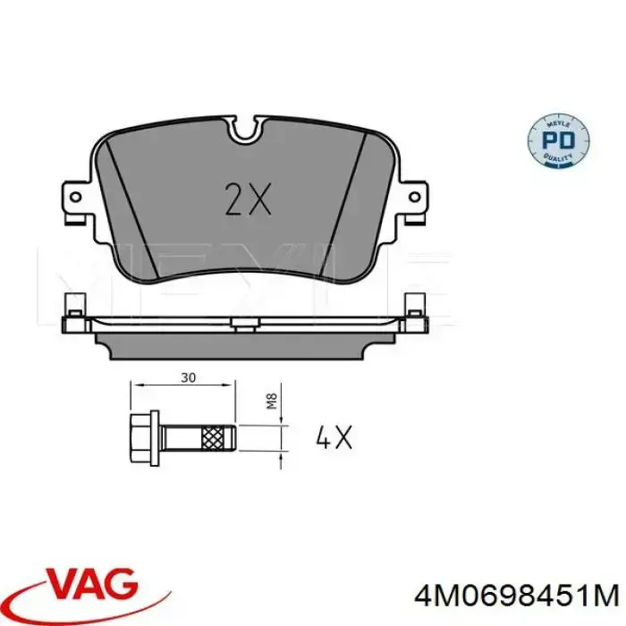 Okładziny (klocki) do hamulców tarczowych tylne VAG 4M0698451M cena, od 33,46 USD