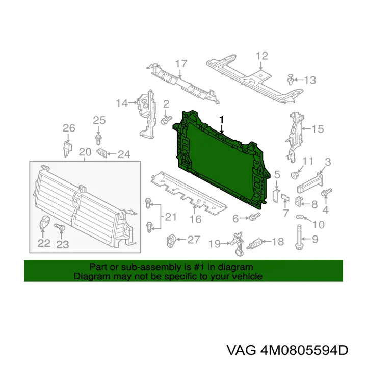 4M0805594D VAG Osłona chłodnicy kompletna (panel mocowania reflektorów)