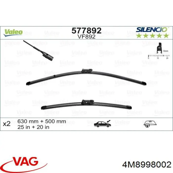 Do koszyka 4M8998002 VAG Pióro wycieraczki szyby przedniej, zestaw (2 szt.)