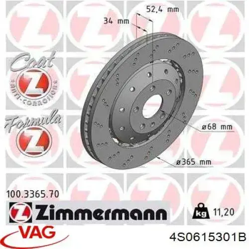 Tarcza hamulcowa przednia VAG 4S0615301B cena, od 864,64 USD