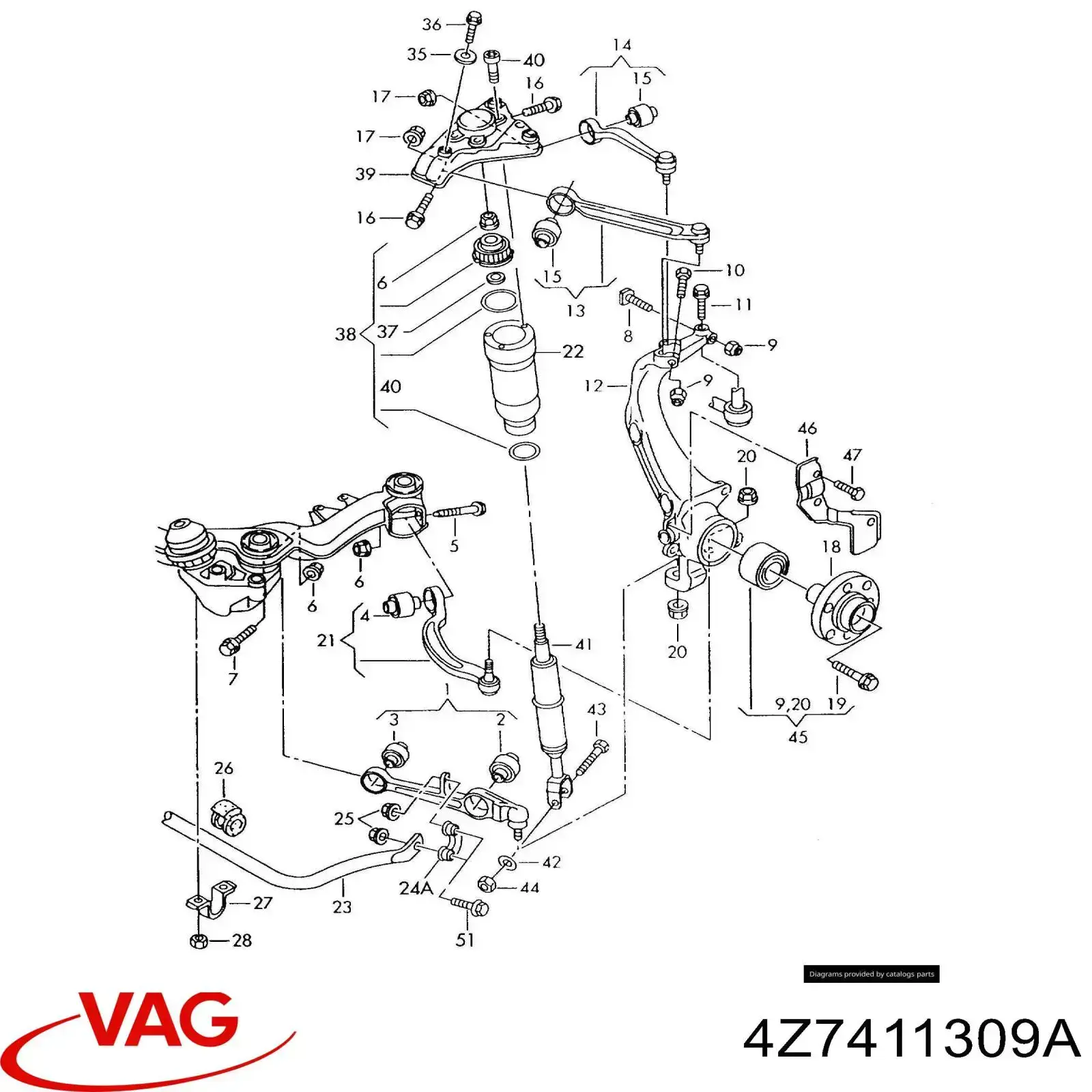 Stabilizator przedni do Audi A6 Allroad C5 4BH