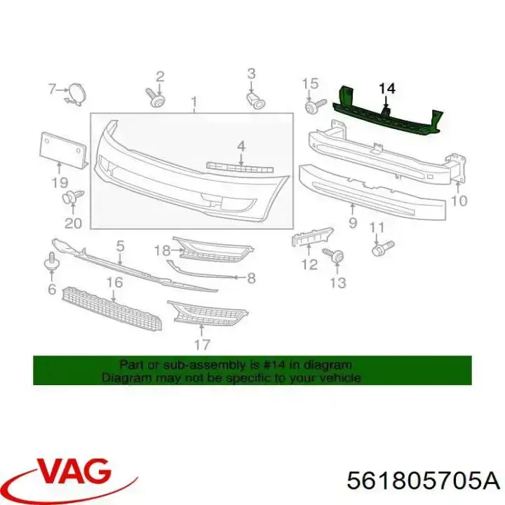 Do koszyka 561805705A VAG Prowadnica zderzaka przedniego