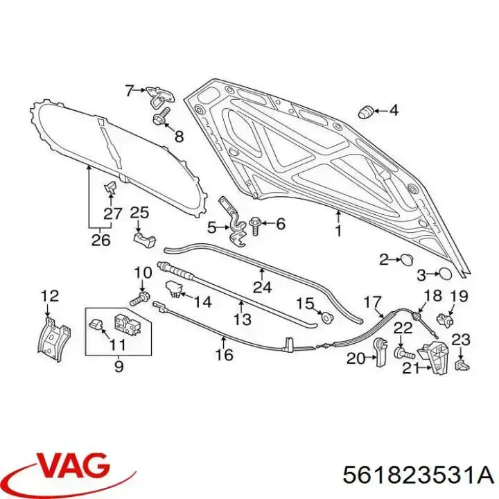 561823531A VAG Linka otwierania maski