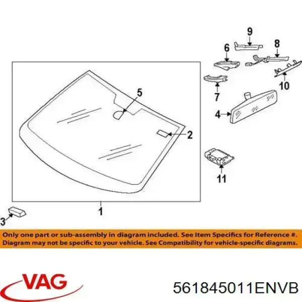 Szyba przednia VAG 561845011ENVB cena, od 190,03 USD