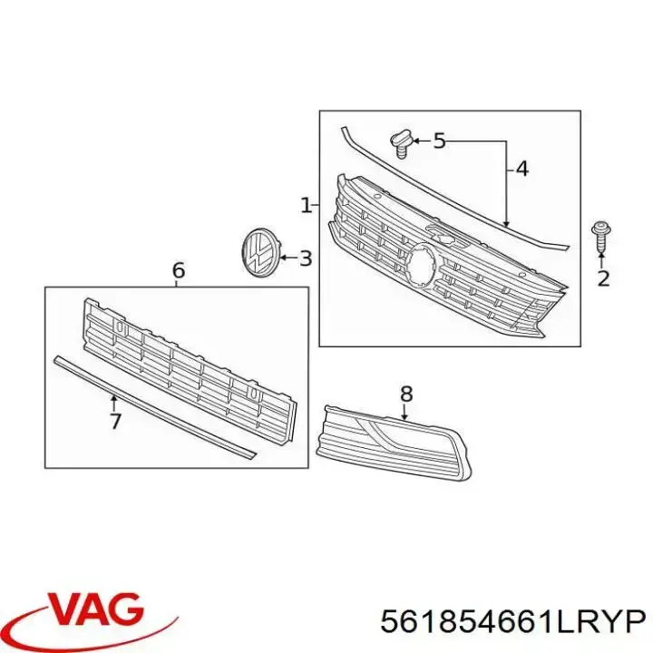 Kratka zderzaka przedniego lewa VAG 561854661LRYP cena, od 84,57 USD