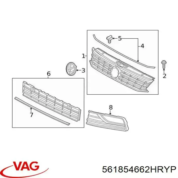 561854662NRYP VAG zaślepka (kratka lamp przeciwmgielnych zderzaka przedniego prawa)