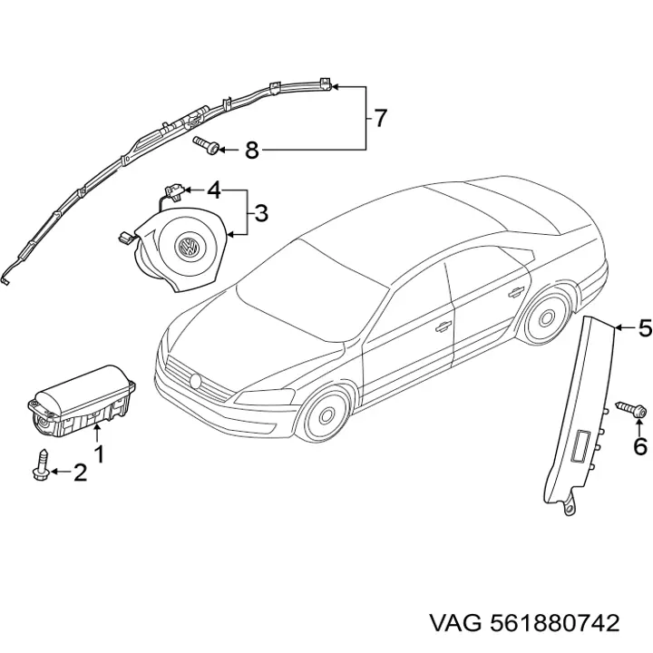 Poduszka powietrzna (AIRBAG) kurtyna boczna prawa VOLKSWAGEN Passat (A32, A33, B7)