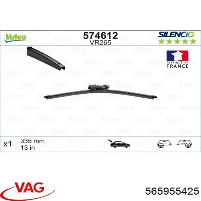 565955425 VAG Pióro wycieraczki szyby tylnej