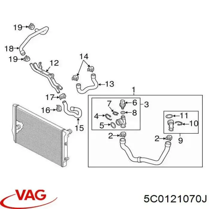 5C0121070J VAG przewód (króciec układu chłodzenia)