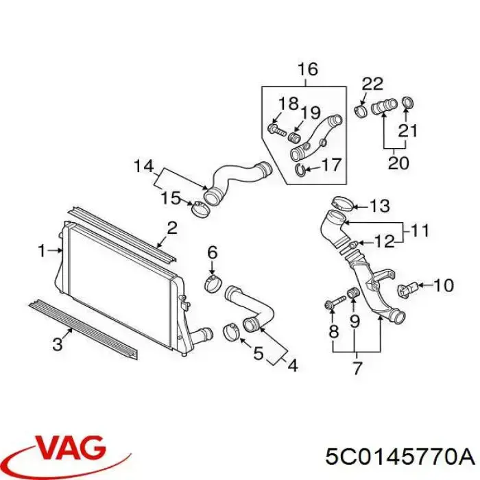 5C0145770A VAG przewód (króciec intercoolera lewy)