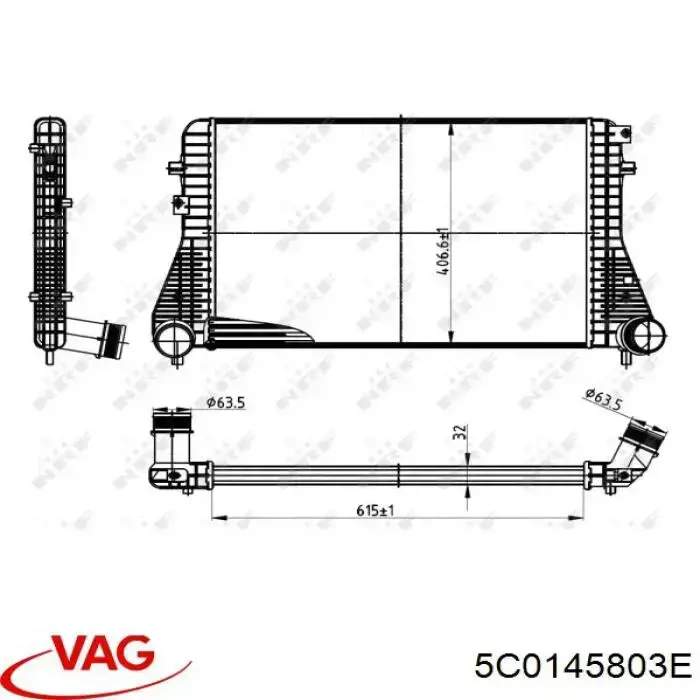 5C0145803E VAG Chłodnica intercoolera